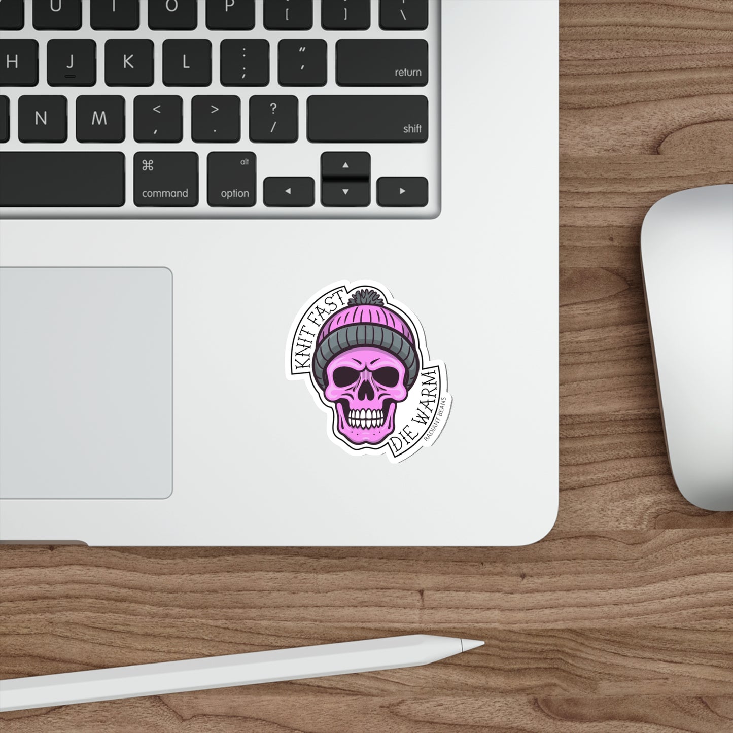 Knit Fast, Die Warm - Pink Vinyl Sticker