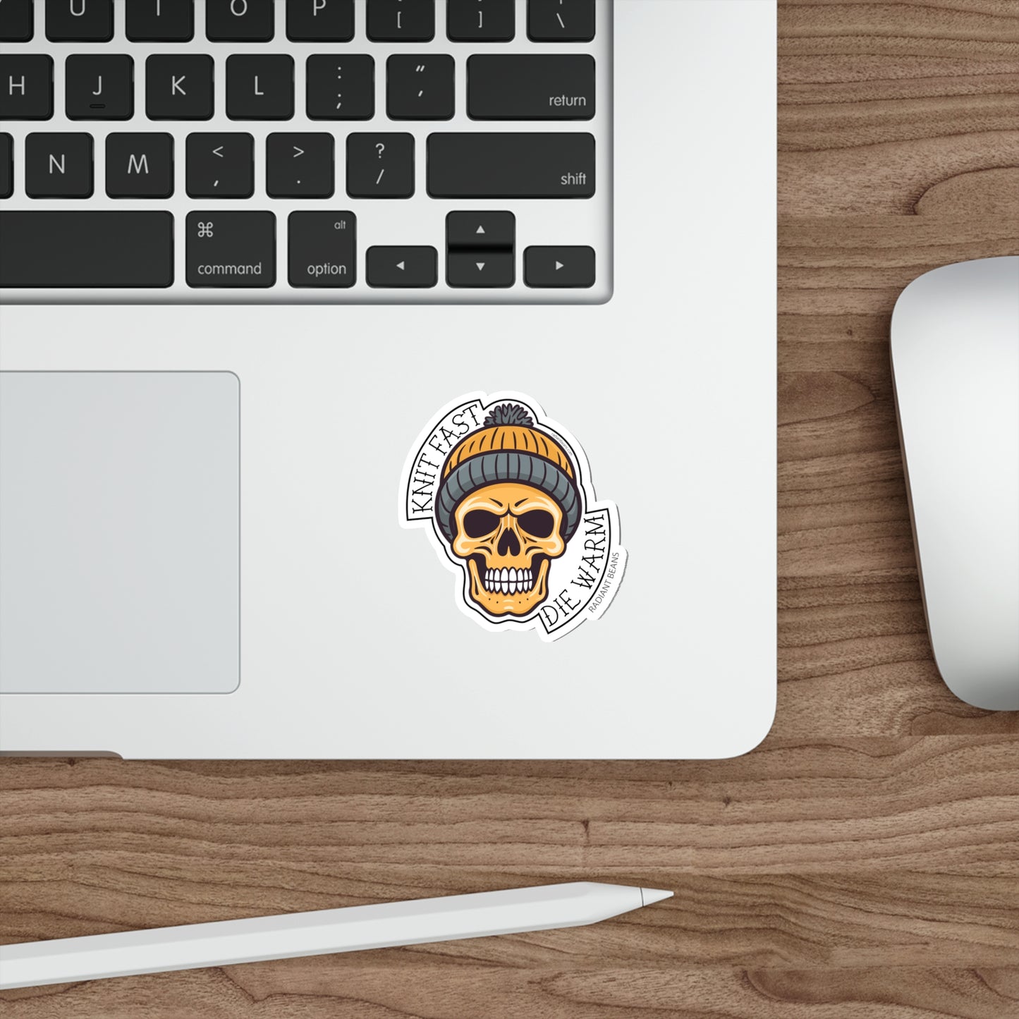 Knit Fast, Die Warm - Gold Vinyl Sticker