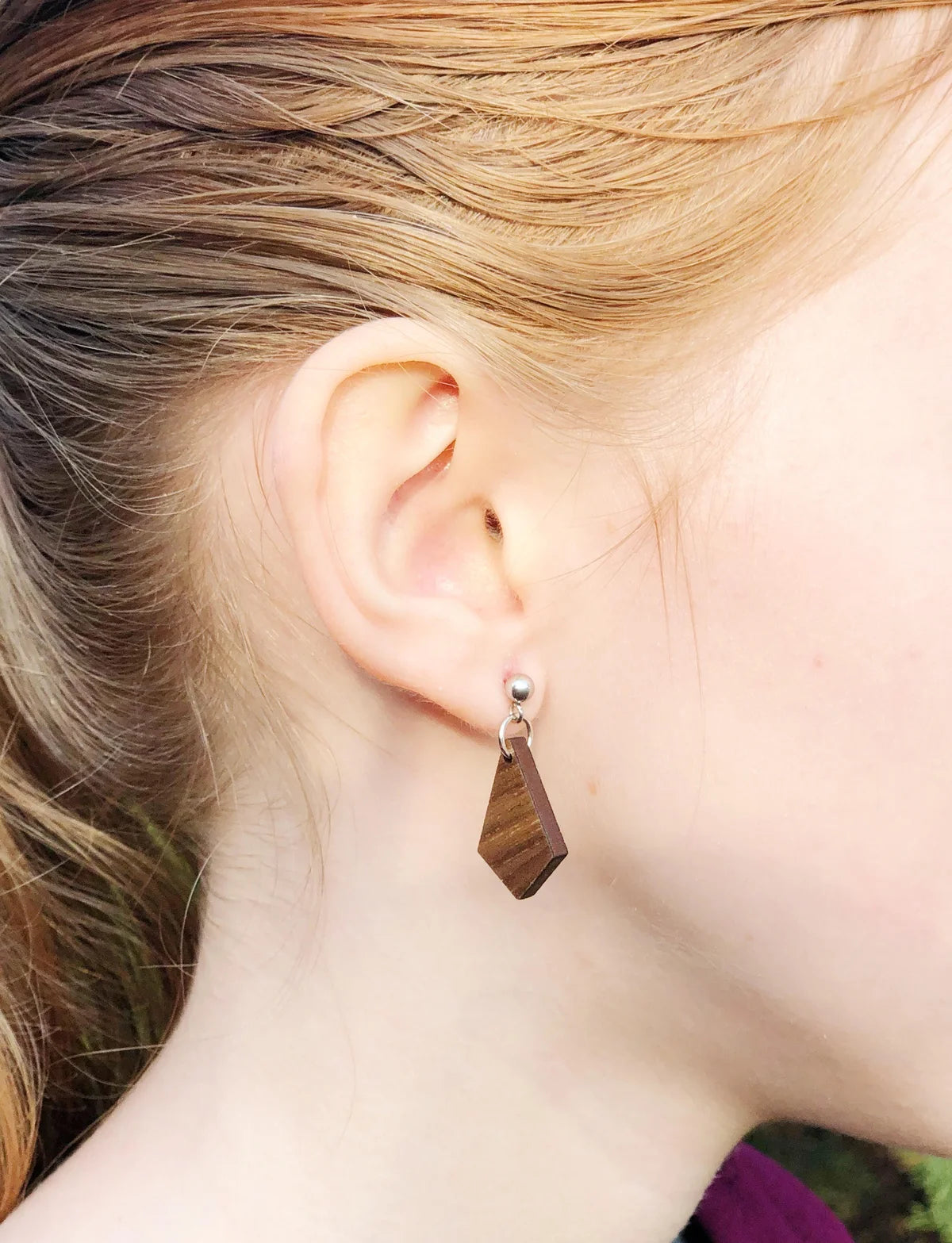 Wooden Diamond Earrings