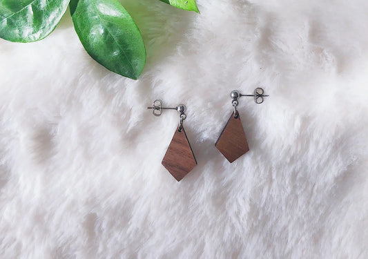 Wooden Diamond Earrings